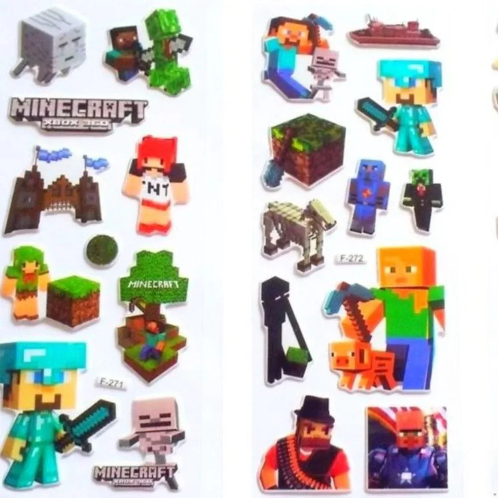 PUFFY MINECRAFT VIDEO GAME STICKERS PARTY FAVORS BUBBLE FOAM POP ADHESIVES (3)